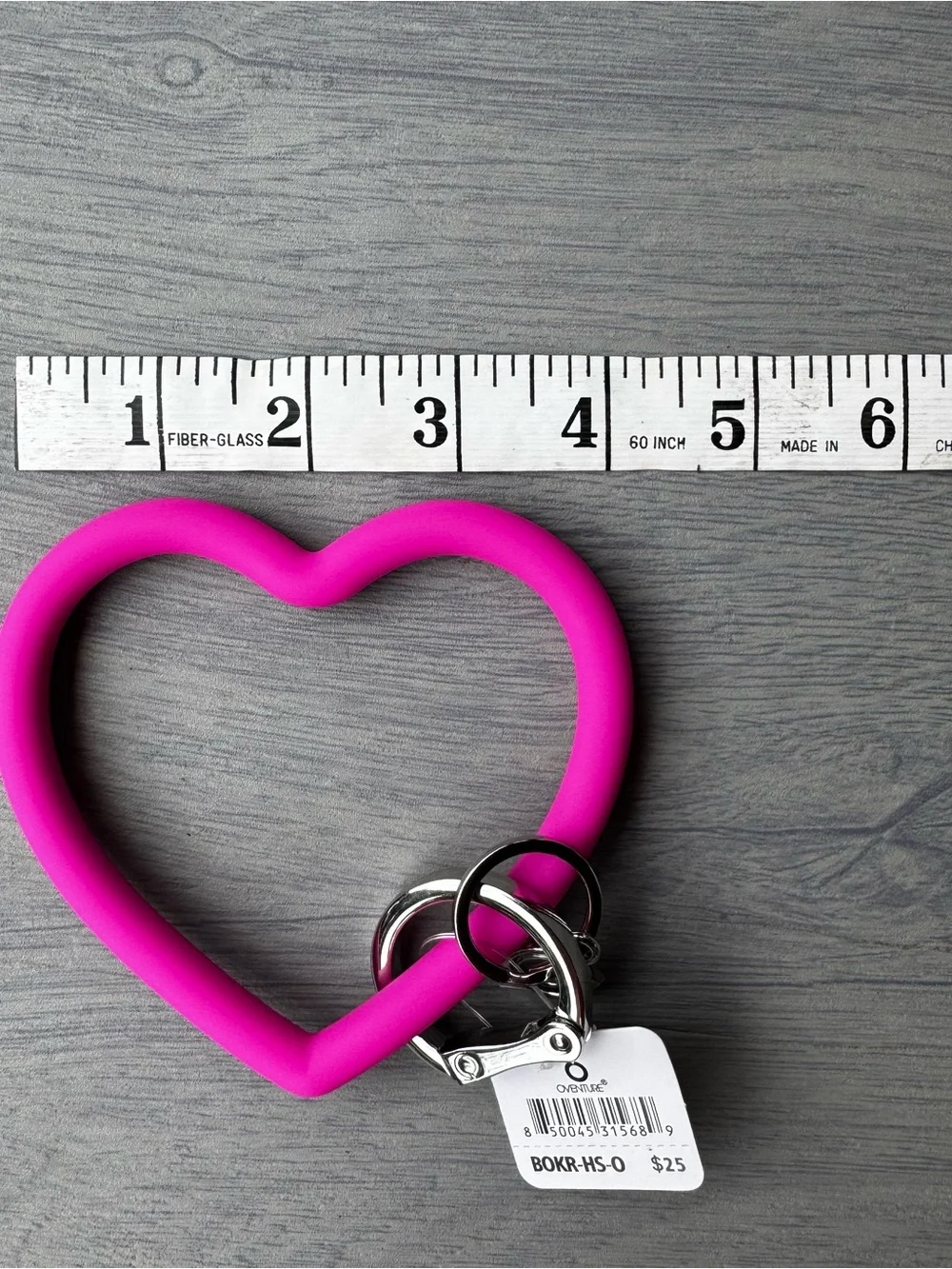 Heart-Shaped Pink Silicone Key Ring Wristlet by VENTURE - Picture 4 of 4